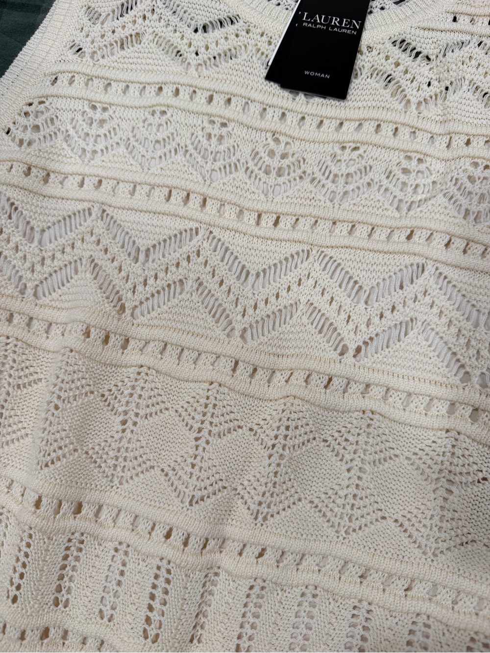 Lauren Ralph Lauren Cream Crocheted Crewneck Sweater Vest - Picture 3 of 15